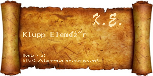 Klupp Elemér névjegykártya